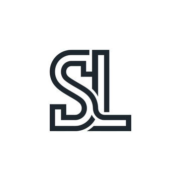 Minimalist interlocking letters SL monogram logo design.