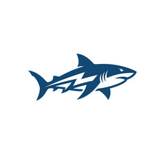 Obraz premium Stylized blue shark icon with white lightning bolt pattern.