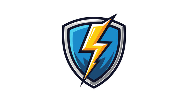 Shield with yellow lightning bolt logo.