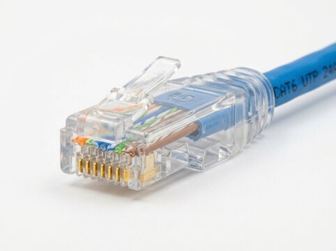 Close-up of Ethernet Cable Connector.