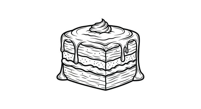 A slice of frosted layered cake.