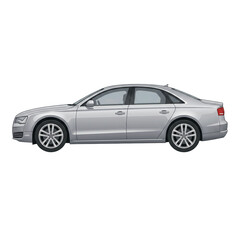 Fototapeta premium Silver luxury sedan, modern car, vehicle side view, automotive design
