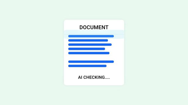 AI checking document scan animation concept for data analysis and verification