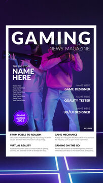 Premium Overlays Magazine Gaming Vertical &ndash; Esports Editorial Layout Effects, Gaming Magazine Design Elements and Modern Gamer Overlays for Video Editing