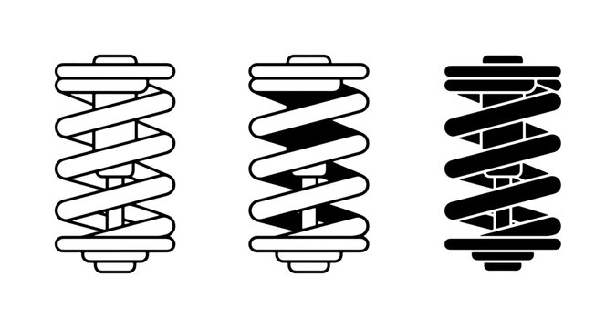 Coil Spring Icons, Mechanical Component Vector Set, Suspension Element Graphics