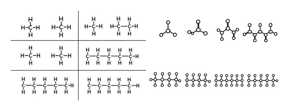 Chemistry icons with molecule chain atom outline