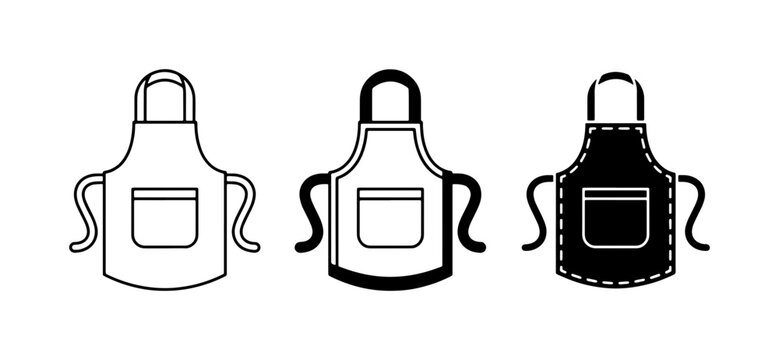 Kitchen Apron Icons, Chef Protective Wear, Cooking Garment Set
