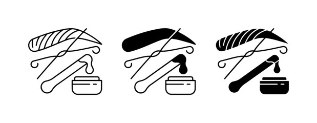 Eyebrow Styling Tools, Waxing Kit Icons, Beauty Treatment Vector Set