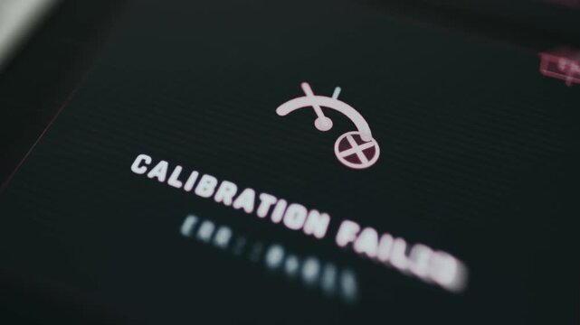 Animated warning icon indicating Calibration Failed