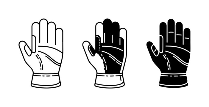 Protective Work Gloves, Safety Handwear Icons, Industrial Gear Vector Set