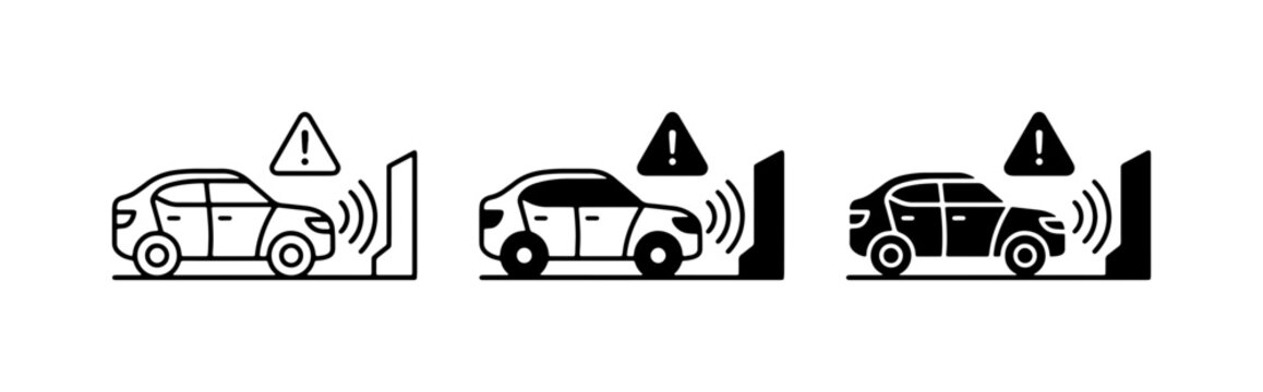 Car Parking Sensor Icons, Vehicle Safety Alert, Automotive Technology Symbols