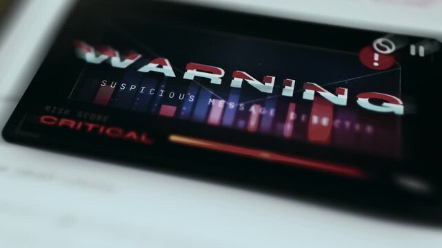 Warning message indicating a Critical risk level, Suspicious Message has been detected