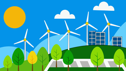 wind turbine and green grass © Adan