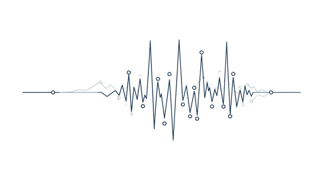 Abstract sound wave and voice waveform on a white background.