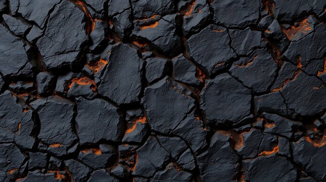 cracked black volcanic rock with glowing orange lava background