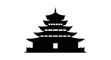 Pagoda silhouette stands as a traditional architectural landmark with tiered roofs. © berkah