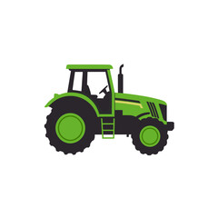 Naklejka premium Green Agricultural Tractor Vector Icon, Isolated Transparent Background for Farming and Rural Industry Design