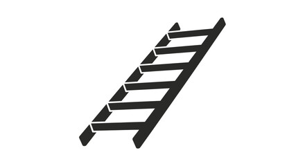 Ladder stands at an angle to symbolize progress, career growth, and achieving high goals. © berkah