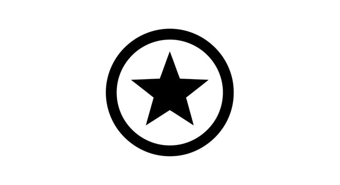 Star symbol centered within a bold circular frame represents a classic emblem for design projects.