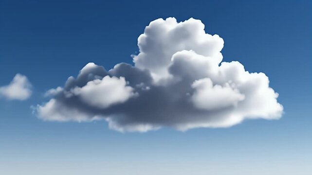 A single, fluffy white cloud drifts across a clear, gradient blue sky