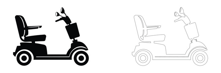 Electric mobility scooter icon set on white background for accessibility and transportation themes © graphicsart.one