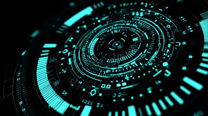 Fototapeta premium HUD Sci Fi Interface Screen with White Circular Geometric Design, Futuristic Virtual Technology Display, Digital Data Visualization on Blue Background Vector Concept
