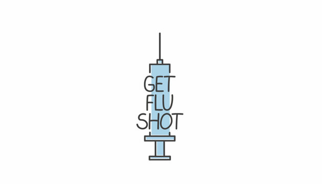 Syringe with get flu shot text, vaccination concept, medical illustration