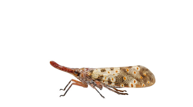 Exotic lanternfly insect with spotted wings, tropical fulgorid planthopper bug, macro photography of colorful hemiptera specimen isolated PNG with Transparent Background