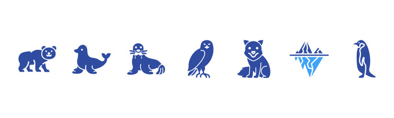 Arctic Life set featuring Polar Bear, Seal, Walrus, Snowy Owl, Arctic Fox, Iceberg, Penguin for cold-climate visuals. © Dewi Sari