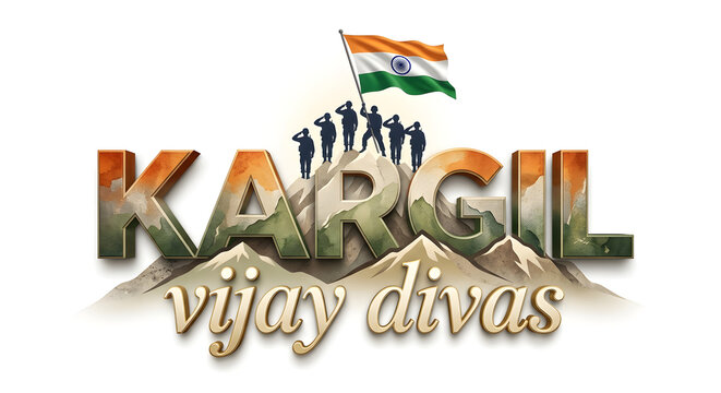 Kargil vijay diwas typography concept on background.
