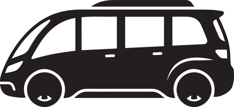 Futuristic Autonomous Minivan Side View Silhouette Modern Electric  Vector Illustration