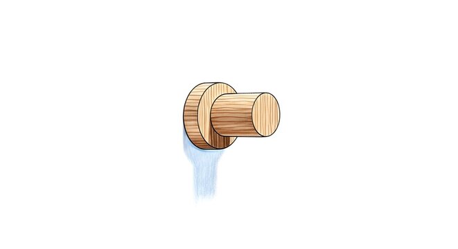 Closeup Wooden Barrel Tap with Detailed Texture Design.