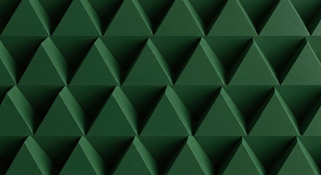 Geometric green triangular pattern surface abstract background texture