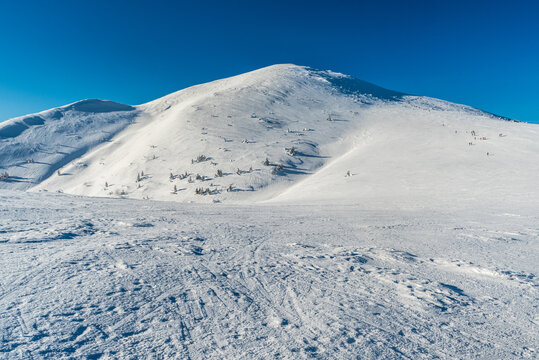 Velky Krivan from Snilovske sedlo in winter Mala Fatra mountains in Slovakia