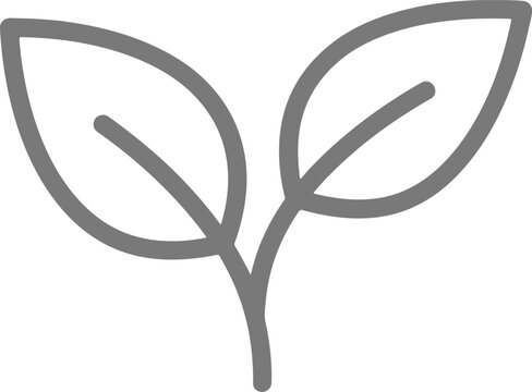 Simple Line Art of a Young Plant Sprout.