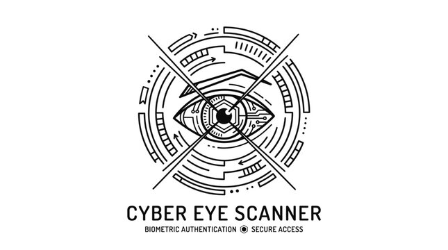 Cyber eye scanner biometric authentication logo.