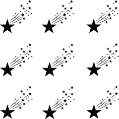 Black shooting star icon set, sparkling comet trail vector collection isolated design © Sabina