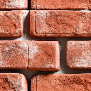 Red brick wall texture with clean geometric layout, architectural surface pattern, durable construction material background. SEAMLESS PATTERN