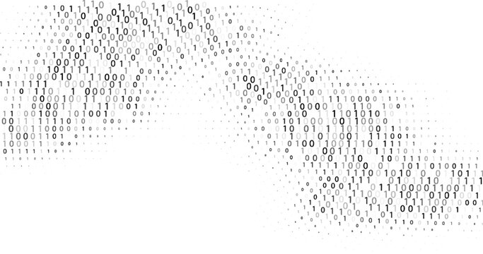 Binary flow. Digital data stream by grey ones and zeros. Minimal vector graphic pattern