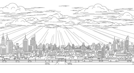 Fototapeta premium City Skyline Urban Landscape Architecture.