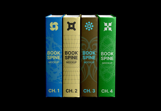 Book Spine Mockup &ndash; Isolated Branding Stationery Presentation (PSD)