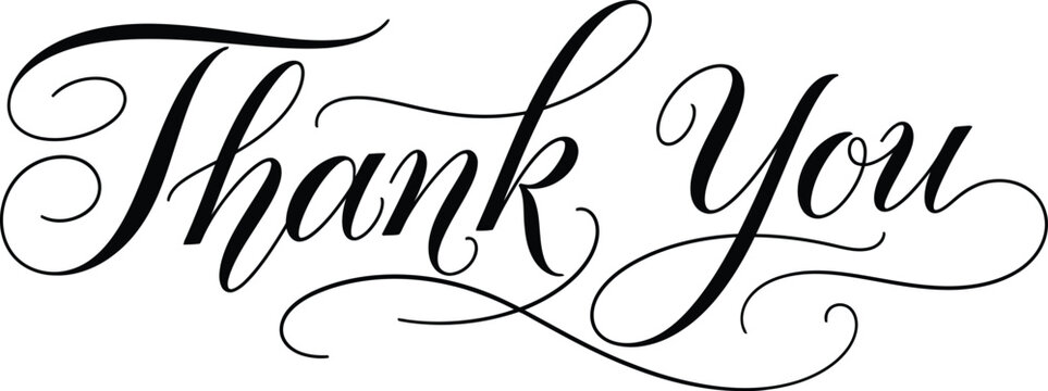 Elegant calligraphic thank you message in black