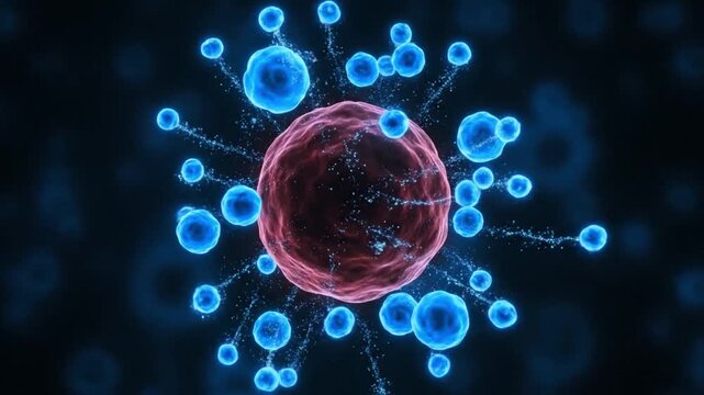 Microscopic Visualization of Advanced Immunotherapy Cancer Treatment Targeting Malignant Cells