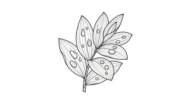 Detailed illustration of wet leaf structure.