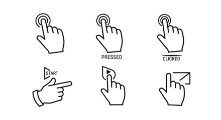Fototapeta premium Hand Icons Pointing Clicking Gestures.