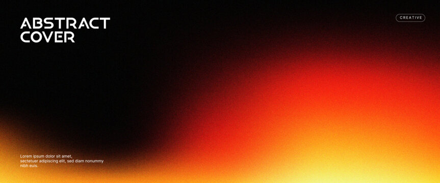 Abstract digital art background featuring a smooth vibrant gradient transition from deep black to intense fiery red and bright golden yellow with heavy grainy film texture