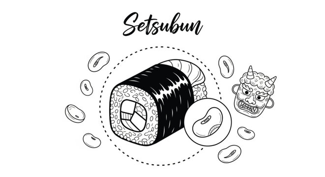Sushi roll with soybeans around.