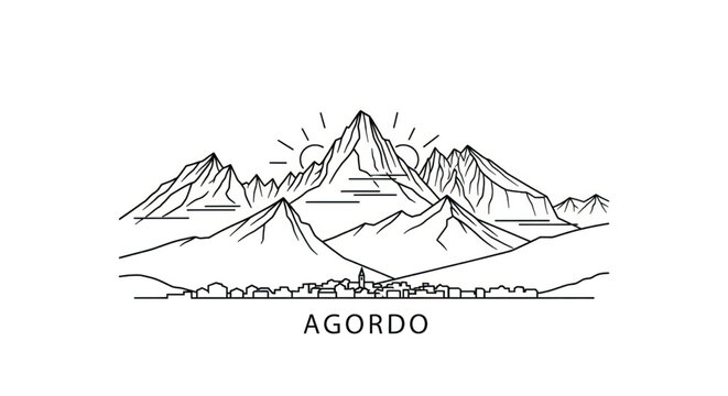 Mountain range landscape with peaks.