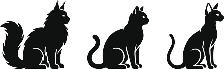 Cat Breeds Silhouettes Vector Set © Sourav