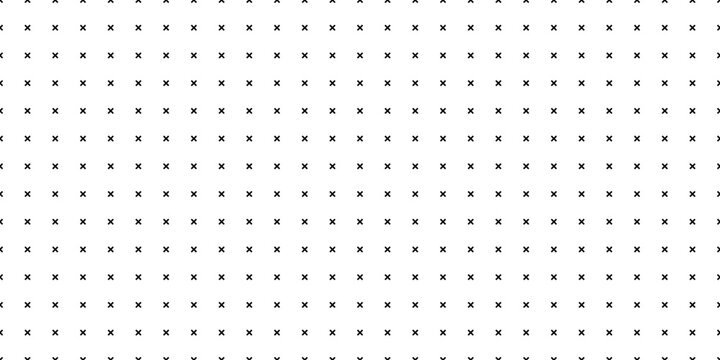 Seamless minimalist cross pattern with evenly spaced black x marks on light background creating modern geometric texture for wallpaper fabric packaging branding web design and digital backdrops assets